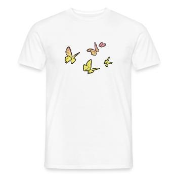 papillons jaunes symbole papillon - T-shirt homme - blanc - Devant - AI Model Male 178 dark (178cm)
