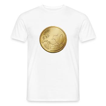 50 Euro cents - Men's T-Shirt - white - Front - AI Model Male 178 dark (178cm)