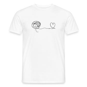 line thread heart love loop - Men's T-Shirt - white - Front - AI Model Male 178 dark (178cm)