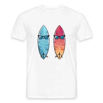 Surfing Board Water Wave Sea Beach Holiday - Men's T-Shirt - white - Front - AI Model Male 178 dark (178cm)