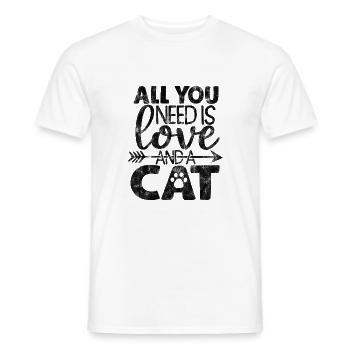 Tout ce dont vous avez besoin, c’est d’amour et d’un chat - Dictons de chat - T-shirt homme - blanc - Devant - AI Model Male 178 dark (178cm)