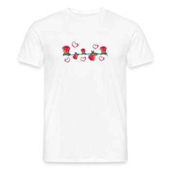 rote pflanzen linie blume herzen strich blumen - Männer T-Shirt - Weiß - Vorne - AI Model Male 178 dark (178cm)