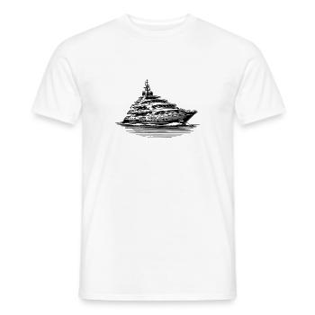 Große Luxus Motoryacht auf hoher See - Männer T-Shirt - Weiß - Vorne - AI Model Male 178 dark (178cm)