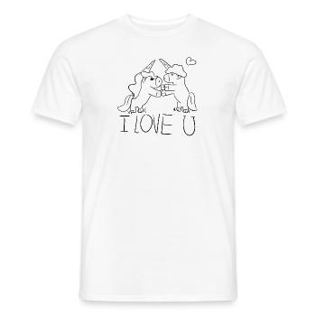 unicorn i love you couple - Men's T-Shirt - white - Front - AI Model Male 178 dark (178cm)