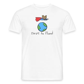 rette den Planeten erde symbol held fliegen - Männer T-Shirt - Weiß - Vorne - AI Model Male 178 dark (178cm)
