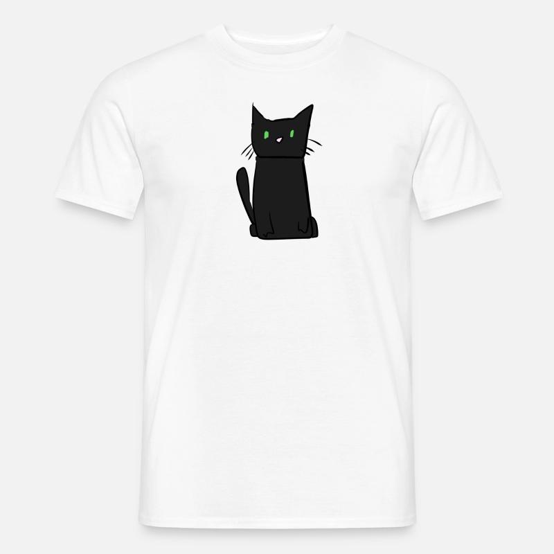 dunkle Katze Tier süß - Männer T-Shirt - Weiß