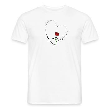 herz mit rose blume liebe - Männer T-Shirt - Weiß - Vorne - AI Model Male 178 dark (178cm)