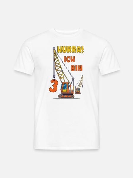 Kran 3. Geburtstag - Männer T-Shirt - Weiß