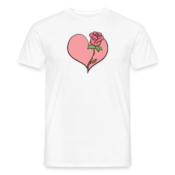 Rose Flower Heart Shape Symbol Pink - Men's T-Shirt - white - Front - AI Model Male 178 dark (178cm)