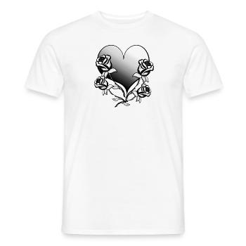 rose flower heart shape symbol roses gray love - Men's T-Shirt - white - Front - AI Model Male 178 dark (178cm)