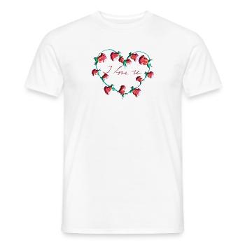 Plantes rouges Fleur de cœur Je t’aime - T-shirt homme - blanc - Devant - AI Model Male 178 dark (178cm)