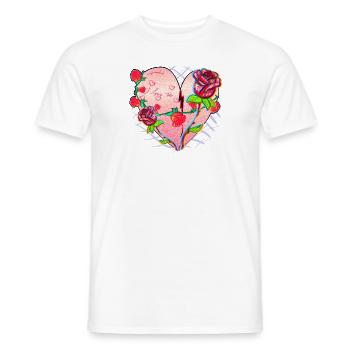 Heart Shape Symbol Pattern Roses Flowers Glitter Red - Men's T-Shirt - white - Front - AI Model Male 178 dark (178cm)
