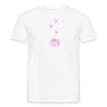 geschenk box rosa symbol weihnachten herzen - Männer T-Shirt - Weiß - Vorne - AI Model Male 178 dark (178cm)