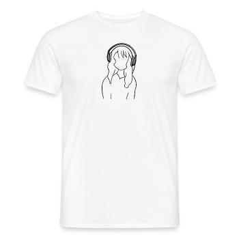 Anime Manga Fille Écouteurs Écouter de la musique - T-shirt homme - blanc - Devant - AI Model Male 178 dark (178cm)