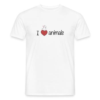 I love animal rabbit animal love - Men's T-Shirt - white - Front - AI Model Male 178 dark (178cm)