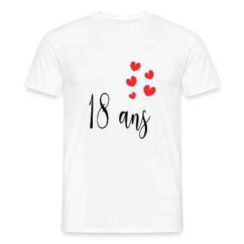 18 ANS. 18e ANNIVERSAIRE. ANNIVERSAIRE 18 ANS. 18 - T-shirt homme - blanc - Devant - AI Model Male 178 dark (178cm)