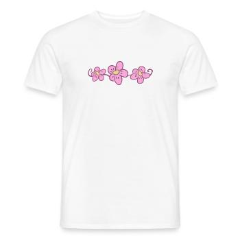 three pink flowers flowers line underlined - Men's T-Shirt - white - Front - AI Model Male 178 dark (178cm)