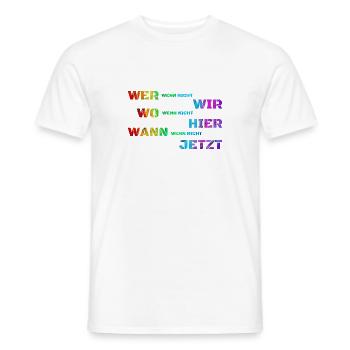Wenn nicht wir - Wer dann? Macht ja sonst keiner! - Männer T-Shirt - Weiß - Vorne - AI Model Male 178 dark (178cm)