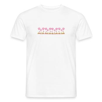 pink flowers rose line grass - Men's T-Shirt - white - Front - AI Model Male 178 dark (178cm)