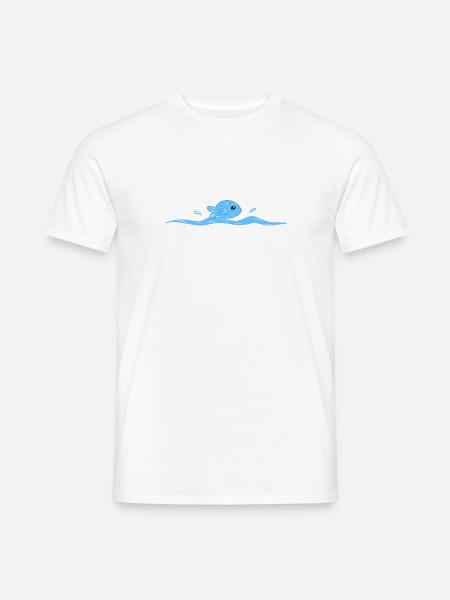 blauer fisch schwimmen wasser tier - Männer T-Shirt - Weiß
