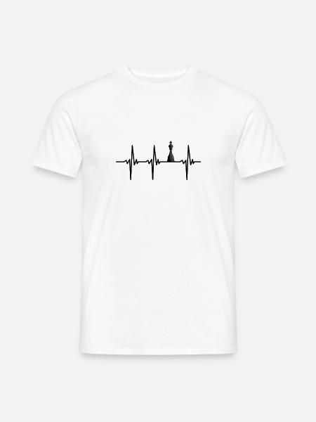 Herzschlag Schachspieler König Herzlinie - Männer T-Shirt - Weiß