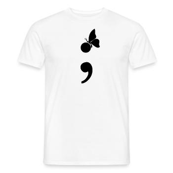 Papillon sur cadeau de dépression de point-virgule - T-shirt homme - blanc - Devant - AI Model Male 178 dark (178cm)