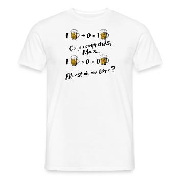 Elle est ou ma bière cadeau apéro humour homme - T-shirt homme - blanc - Devant - AI Model Male 178 dark (178cm)