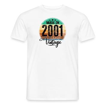 Millésime Fabriqué en 2001 Année de naissance 2001 Anniversaire - T-shirt homme - blanc - Devant - AI Model Male 178 dark (178cm)