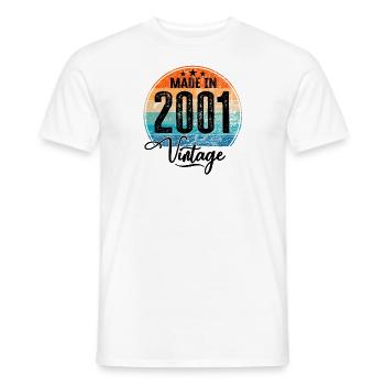 Millésime Fabriqué en 2001 Année de naissance 2001 Anniversaire - T-shirt homme - blanc - Devant - AI Model Male 178 dark (178cm)