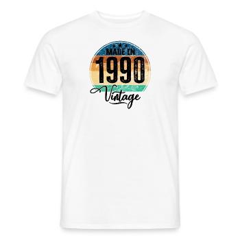 Vintage Made in 1990 Year of birth 1990 Birthday - Men's T-Shirt - white - Front - AI Model Male 178 dark (178cm)