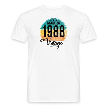 Millésime Fabriqué en 1988 Année de naissance 1988 Anniversaire - T-shirt homme - blanc - Devant - AI Model Male 178 dark (178cm)