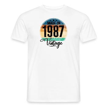 Millésime Fabriqué en 1987 Année de naissance 1987 Anniversaire - T-shirt homme - blanc - Devant - AI Model Male 178 dark (178cm)