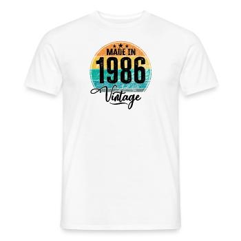 Millésime Fabriqué en 1986 Année de naissance 1986 Anniversaire - T-shirt homme - blanc - Devant - AI Model Male 178 dark (178cm)