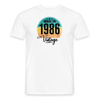 Millésime Fabriqué en 1986 Année de naissance 1986 Anniversaire - T-shirt homme - blanc - Devant - AI Model Male 178 dark (178cm)