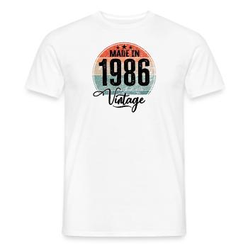 Millésime Fabriqué en 1986 Année de naissance 1986 Anniversaire - T-shirt homme - blanc - Devant - AI Model Male 178 dark (178cm)