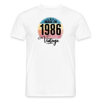 Millésime Fabriqué en 1986 Année de naissance 1986 Anniversaire - T-shirt homme - blanc - Devant - AI Model Male 178 dark (178cm)