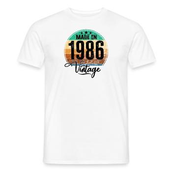 Millésime Fabriqué en 1986 Année de naissance 1986 Anniversaire - T-shirt homme - blanc - Devant - AI Model Male 178 dark (178cm)