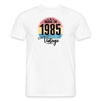 Millésime Fabriqué en 1985 Année de naissance 1985 Anniversaire - T-shirt homme - blanc - Devant - AI Model Male 178 dark (178cm)