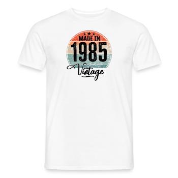 Millésime Fabriqué en 1985 Année de naissance 1985 Anniversaire - T-shirt homme - blanc - Devant - AI Model Male 178 dark (178cm)