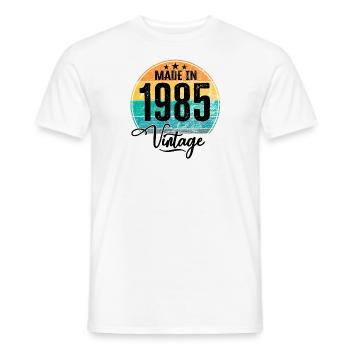 Millésime Fabriqué en 1985 Année de naissance 1985 Anniversaire - T-shirt homme - blanc - Devant - AI Model Male 178 dark (178cm)