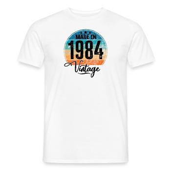 Millésime Fabriqué en 1984 Année de naissance 1984 Anniversaire - T-shirt homme - blanc - Devant - AI Model Male 178 dark (178cm)