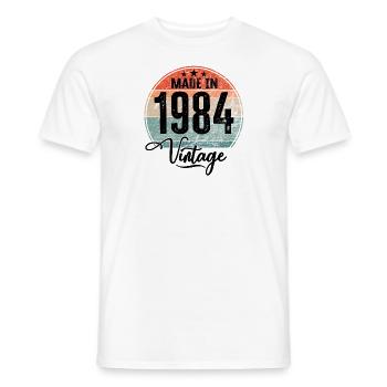 Millésime Fabriqué en 1984 Année de naissance 1984 Anniversaire - T-shirt homme - blanc - Devant - AI Model Male 178 dark (178cm)