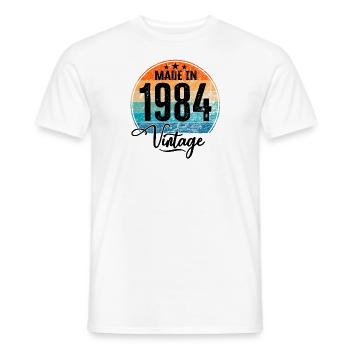 Millésime Fabriqué en 1984 Année de naissance 1984 Anniversaire - T-shirt homme - blanc - Devant - AI Model Male 178 dark (178cm)