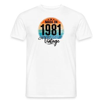 Millésime Fabriqué en 1981 Année de naissance 1981 Anniversaire - T-shirt homme - blanc - Devant - AI Model Male 178 dark (178cm)