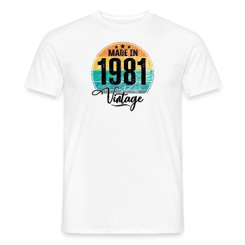 Millésime Fabriqué en 1981 Année de naissance 1981 Anniversaire - T-shirt homme - blanc - Devant - AI Model Male 178 dark (178cm)
