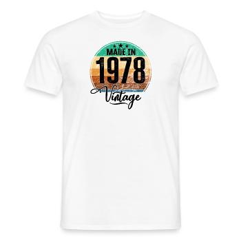 Millésime Fabriqué en 1978 Année de naissance 1978 Anniversaire - T-shirt homme - blanc - Devant - AI Model Male 178 dark (178cm)