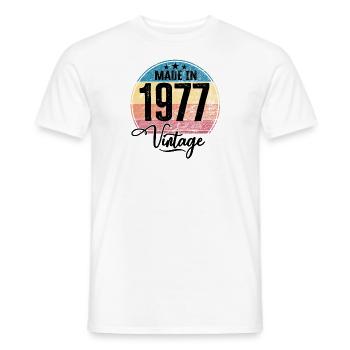 Vintage Fabriqué en 1977 Année de naissance 1977 Anniversaire - T-shirt homme - blanc - Devant - AI Model Male 178 dark (178cm)