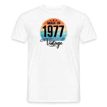 Vintage Fabriqué en 1977 Année de naissance 1977 Anniversaire - T-shirt homme - blanc - Devant - AI Model Male 178 dark (178cm)