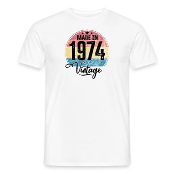 Millésime Fabriqué en 1974 Année de naissance 1974 Anniversaire - T-shirt homme - blanc - Devant - AI Model Male 178 dark (178cm)