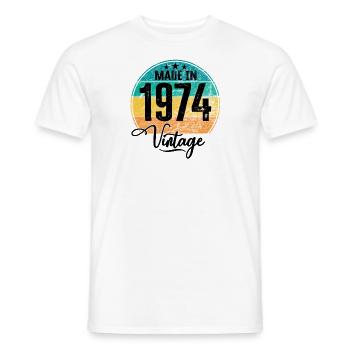 Millésime Fabriqué en 1974 Année de naissance 1974 Anniversaire - T-shirt homme - blanc - Devant - AI Model Male 178 dark (178cm)